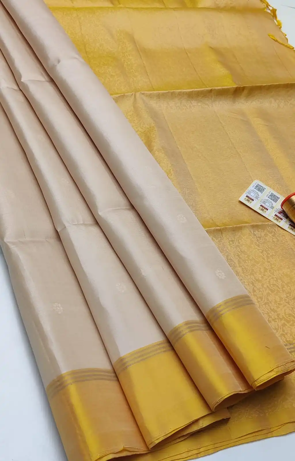 Pure Kanchi Handloom Soft Silk Double Warp Contrast Border Saree